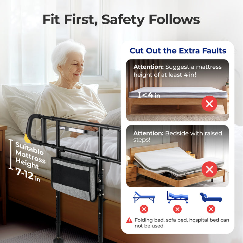 C4 Pro Dual-Handle Bed Rail for Bedside Support