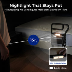 C3 Pro Bed Rail for Elderly, Adjustable Bedside Assist Handle with Storage Pocket, Safety Support Rail