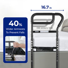 C3 Pro Bed Rail for Elderly, Adjustable Bedside Assist Handle with Storage Pocket, Safety Support Rail