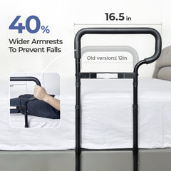 C3 Pro Standard Bed Rail for Elderly, 16.5in Wide Adjustable Bed Assist Grab Bar with Double-Sided Storage Pocket, 400LBS Heavy Duty Bedside Fall Prevention Support Rail for Seniors, Pregnant & Disabled