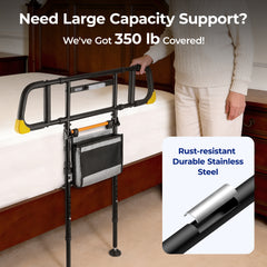 Foldable Bed Rail for Elderly, C5 Pro Adjustable Bed Assist Handle, Bedside Safety Support Rail with Storage Pocket, Portable Folding Bed Assist Rail for Seniors, Elderly Fall Prevention Aid