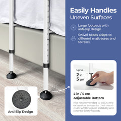 White C3 Pro Bed Rail for Elderly Adults, Adjustable Height Bed Assist Grab Bar, Heavy Duty Bedside Safety Handle Fall Prevention Bed Support Rail for Seniors, Disabled, Pregnant Women