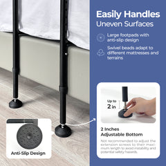 C3 Pro Standard Bed Rail for Elderly, 16.5in Wide Adjustable Bed Assist Grab Bar with Double-Sided Storage Pocket, 400LBS Heavy Duty Bedside Fall Prevention Support Rail for Seniors, Pregnant & Disabled