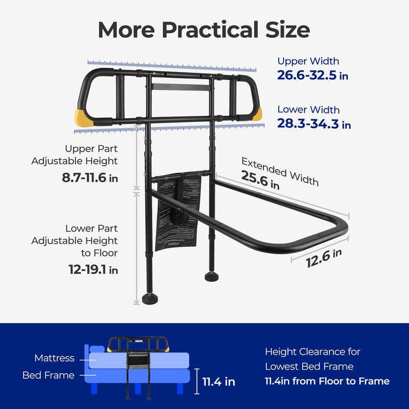 C4 Pro Dual-Handle Bed Rail for Bedside Support