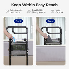 C3 Pro Bed Rail for Elderly, Adjustable Bedside Assist Handle with Storage Pocket, Safety Support Rail