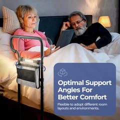 C3 Pro Standard Bed Rail for Elderly, 16.5in Wide Adjustable Bed Assist Grab Bar with Double-Sided Storage Pocket, 400LBS Heavy Duty Bedside Fall Prevention Support Rail for Seniors, Pregnant & Disabled